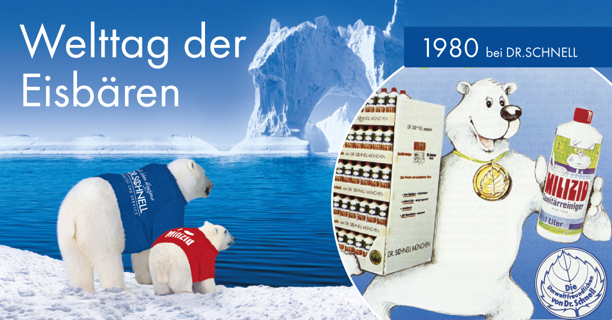 Der heutige "Welttag der Eisbären" soll auf die Bedrohung des Lebensraums dieser Raubtiere aufmerksam machen und sich für ihren Schutz einsetzen.

Übrigens: Bis 1982 stand der Eisbär bei DR.SCHNELL für eine bärenstarke Reinigung mit MILIZID.

#milizid #drschnell #bärenstark