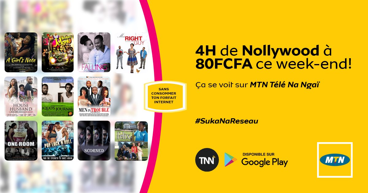 MTN_123's tweet photo. 👍🏽 4H de cinéma sur MTN TNN ce week-end
💪A seulement 80 FCFA 
 Cliquez sur ce lien👇 pour télécharger MTNTNN
https://t.co/sSKnQSlJ46 ou allez sur le site web https://t.co/n8MUjS5Dut
#SukaNaInternet #mtncongo #mtntnn #ChezMoiAuCongo https://t.co/PVrbasVPn6