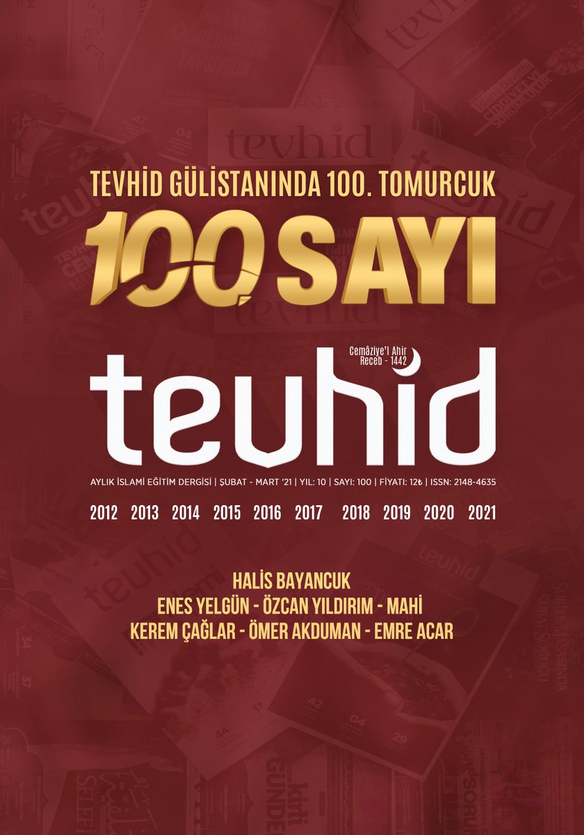 🔸 Tevhid Dergisi 100. Sayımız Çıktı!

“Küfrün Karanlıklarından Vahyin Aydınlığına” umdesiyle çıktığımız bu yolda bizleri 100. sayıya ulaştıran Rabbimize hamdolsun.