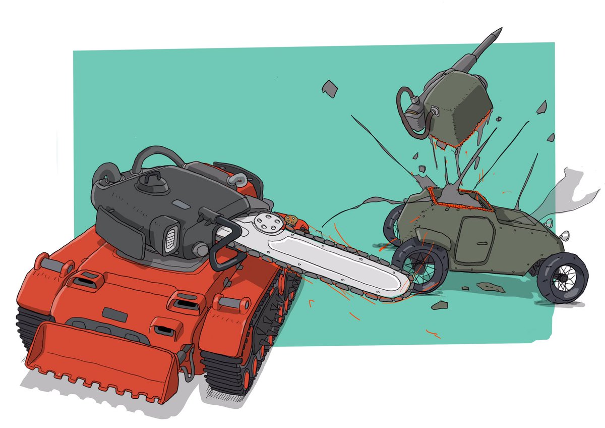 「#メカ #イラスト #illustration  #戦車
格闘戦闘車両「鎖鋸搭載」|がとりんぐ三等兵のイラスト