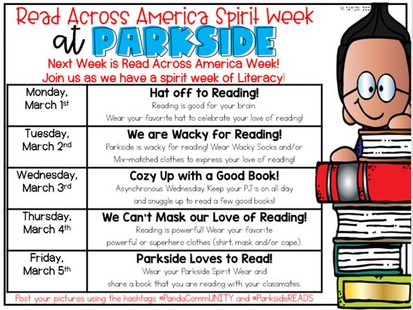 Parkside Elementary Will Celebrate Read Across America Week, Panda Style!!