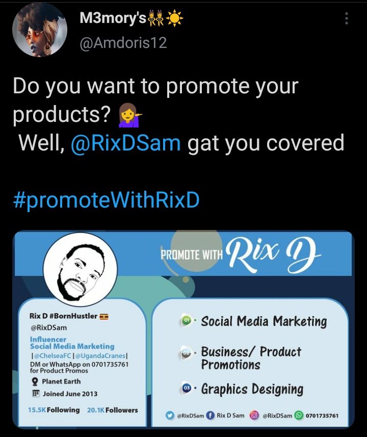 RixDSam's tweet photo. To my best person Doris 🙏 Follow her @Amdoris12 And yes she Follows back. Just drop your handles and retweet.
#PromotewithRixD https://t.co/qBeCY6hKby