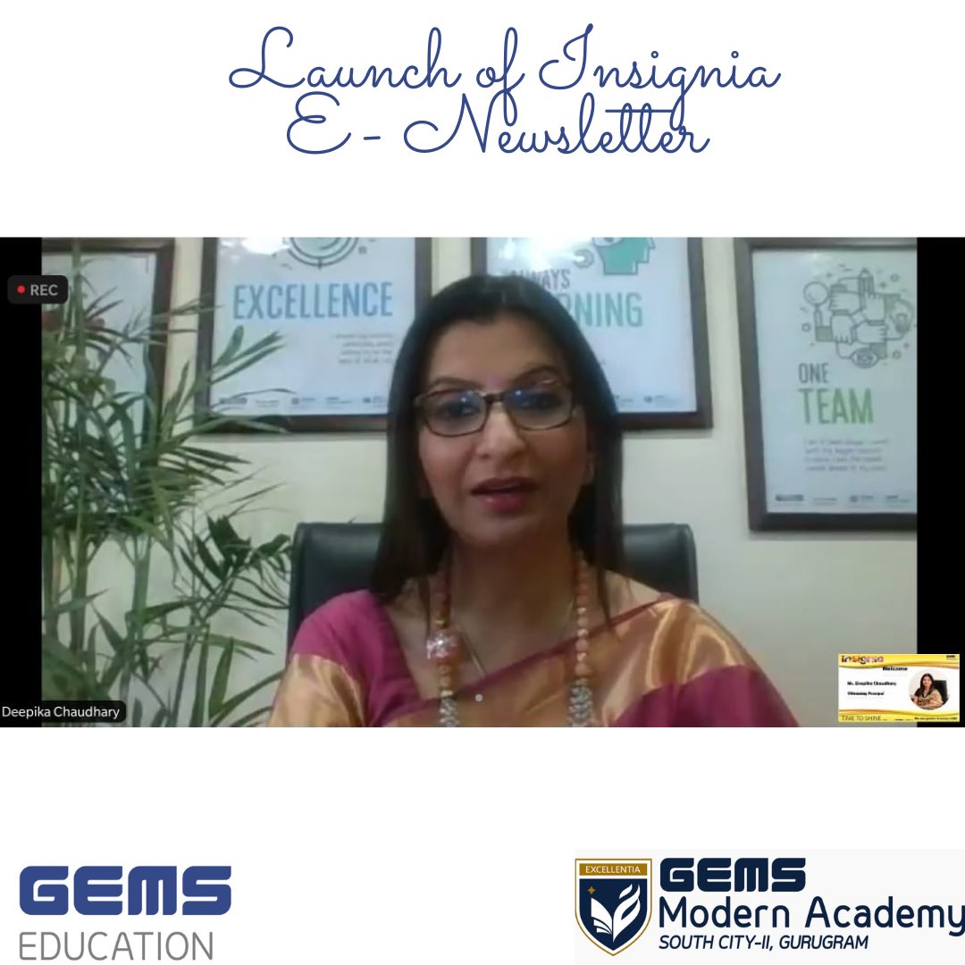 satyaschoolggn's tweet photo. GEMS Modern Academy, Gurugram proudly launched its first e-Newsletter, Insignia on 27 February 2021.The Chief Guest of the day was none other than Mr. Rajeev Khandelwal, a well-known actor, anchor and singer who announced the launch of Insignia. @Deepika73854242 @RK1610IsMe https://t.co/DSS6BYYHzz