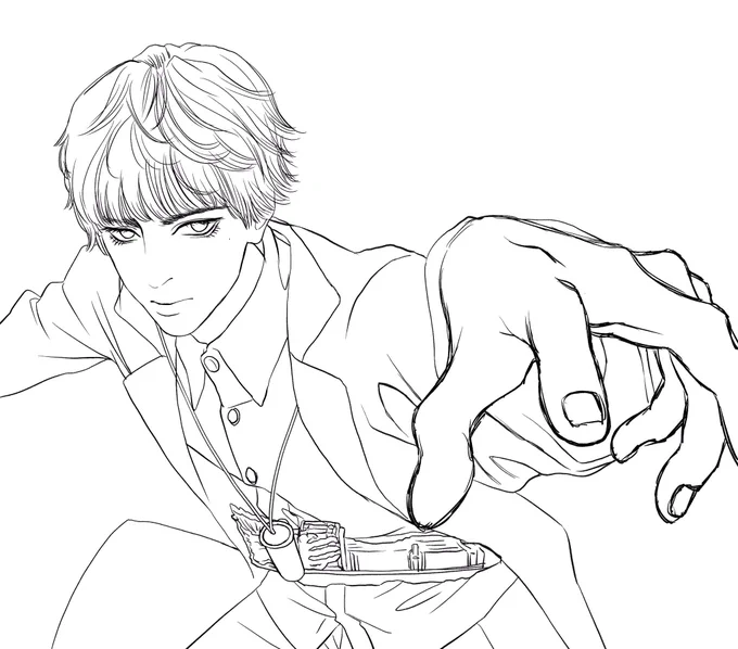 プリミティブ飛羽真せんせいの線画だけ残して1週間が過ぎた いつか描こうね 