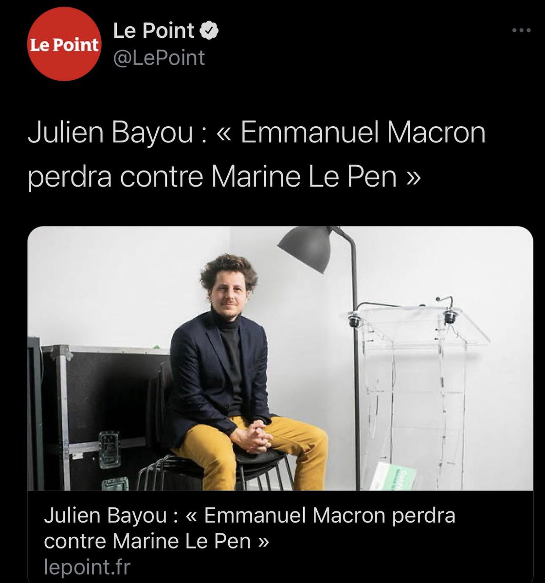 Cette « gauche » se trompe de combat ! 

Souhaiter la victoire de Marine Le Pen pour un jour, peut être revenir au pouvoir sur les ruines du pays est une chimère et une folie. 

La lâcheté, le cynisme et le renoncement sont absolus. La trahison est totale.