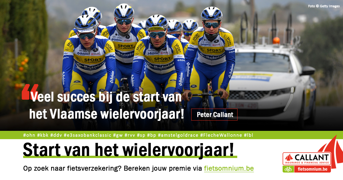 Callant Insurance & Financial Advice (@callantverzeker) on Twitter photo Veel succes @TeamSVB bij de start van de voorjaarsklassiekers! 👊 Wil je ook klaar zijn voor het nieuwe seizoen? Bereken jouw premie <a href="/fietsomnium/">Fietsomnium.be</a>. 📷 © Getty Images #OHN #KBK #teamSVB #cycling #sport #procycling #koers #newseason #sportiefstemakelaar #fietsverzekering Veel succes @TeamSVB bij de start van de voorjaarsklassiekers! 👊 Wil je ook klaar zijn voor het nieuwe seizoen? Bereken jouw premie <a href="/fietsomnium/">Fietsomnium.be</a>. 📷 © Getty Images #OHN #KBK #teamSVB #cycling #sport #procycling #koers #newseason #sportiefstemakelaar #fietsverzekering