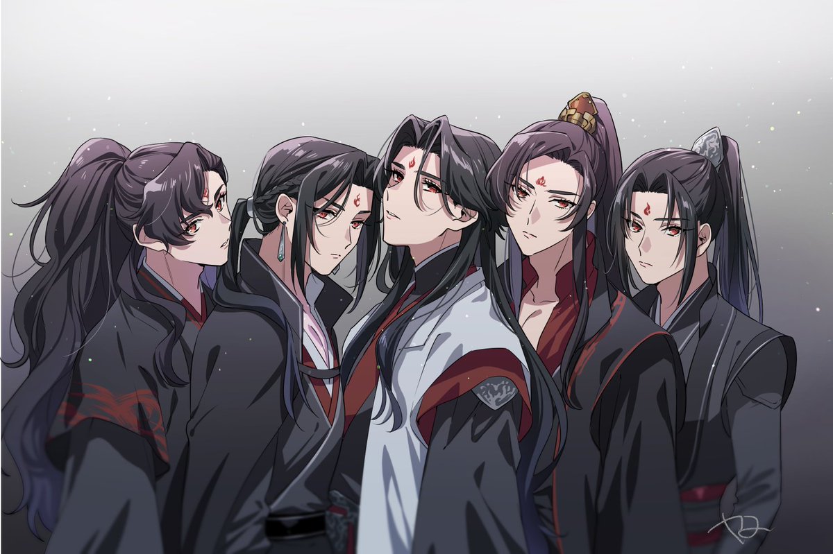 hand fan multiple boys holding fan hanfu black hair holding long hair  illustration images