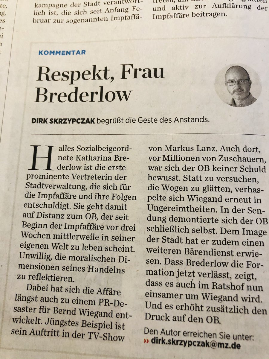 Genau solchen Anstand hätte ich von allen erwartet/ danke Frau Brederlow