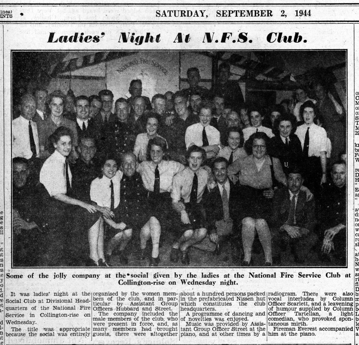 "Ladies' Night at N.F.S. Club... the Social Club at Divisional Headquarters of the National Fire Service in Collington Rise... hundred persons packed into the prefabricated Nissen hut which constitutes the club headquarters." #Bexhill #Sussex #WW2 #Fire #History #1940s #HomeFront https://t.co/rmgT1p5xOr