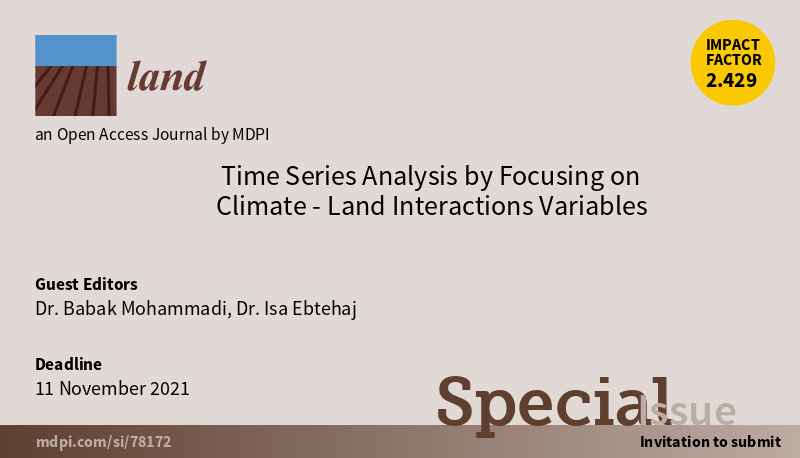 JahetbeI's tweet photo. In this Special Issue, we would like to encourage people to contribute their latest developments, ideas and review articles on climate–land-based time series forecasting and its applications. 

Deadline for manuscript submissions: 11 November 2021

https://t.co/DCxIk6Yu4S https://t.co/s92wlvmsW8