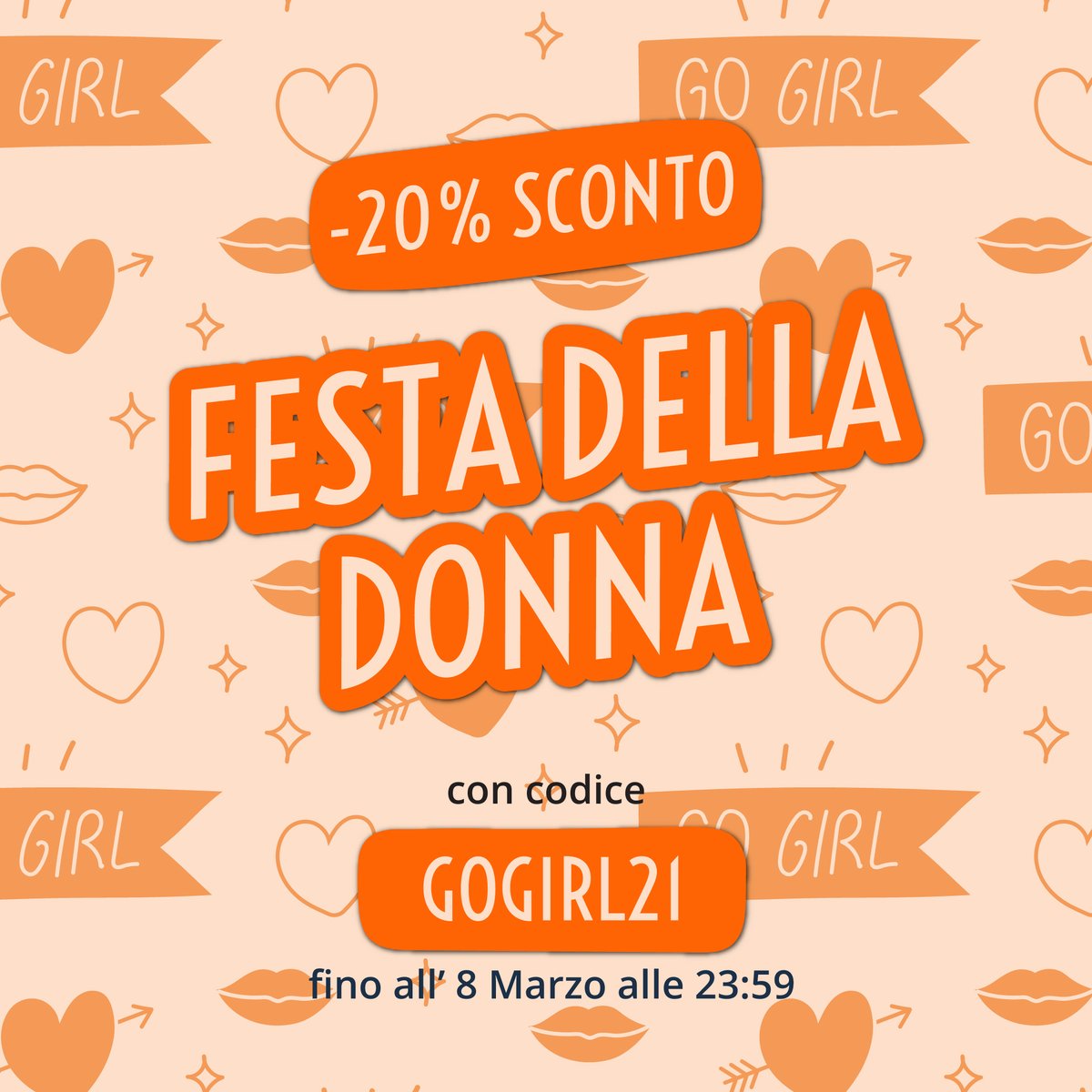 GO GIRLS! 🎀✊🌼
Celebra il Girl Power con Teeser
-20% di sconto su tutti gli ordini con codice:   
▶ GOGIRL21 ◀
Promozione Valida fino all'8 MARZO 2021