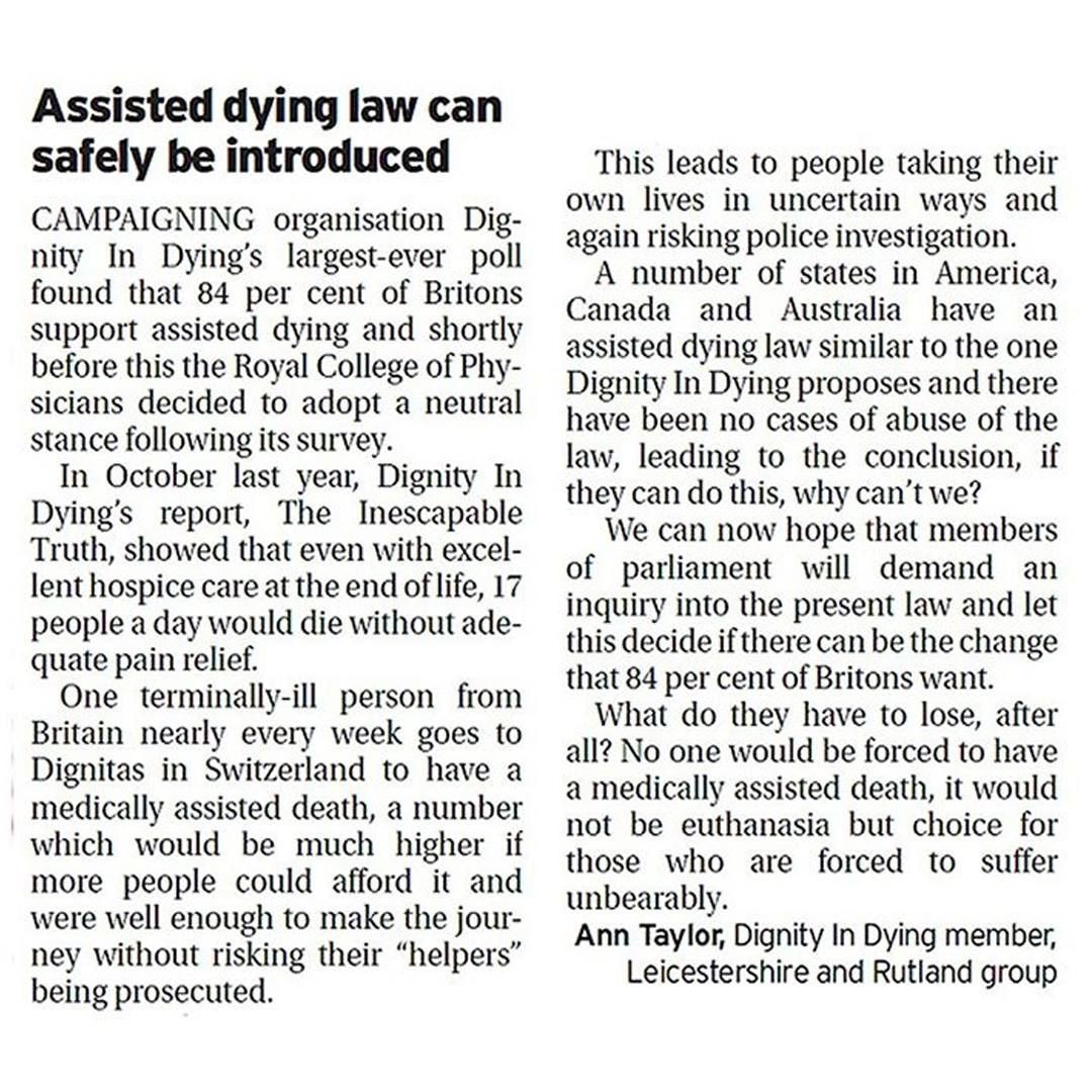 dignityindying's tweet photo. "No one would be forced to have a medically assisted death, it would not be euthanasia but choice for those who are forced to suffer unbearably."⠀
⠀
Well said Ann. ⠀
⠀
All we're asking for is the choice to avoid unnecessary suffering. https://t.co/ADPi3RbjqY
