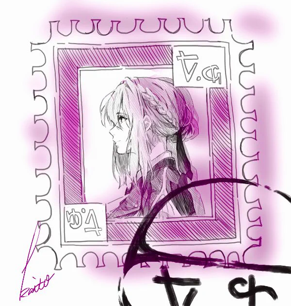 ヴァイオレットの切手を描きました#ヴァイオレット  #ヴァイオレット・エヴァーガーデン  #イラスト #絵描きさんと繫がりたい 