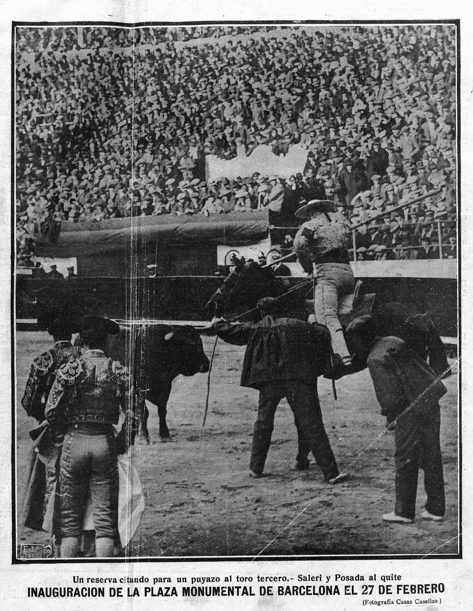 El_Aventorero's tweet photo. 27 de febrero de 1916. Hoy hace 105 años. Inauguración Monumental de Barcelona con seis toros de Benjumea para Gallito, Saleri y Posada. Empresa D. Julián Echevarría y D. Manuel Retana. Administrador de la propiedad es D. José Ubach https://t.co/jLNrxogB7j
