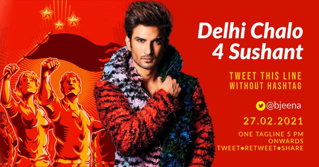 nilotpalm3's tweet photo. Delhi Chalo 4 Sushant                      tagline till tomorrow 9 am https://t.co/UcQeQTiKub