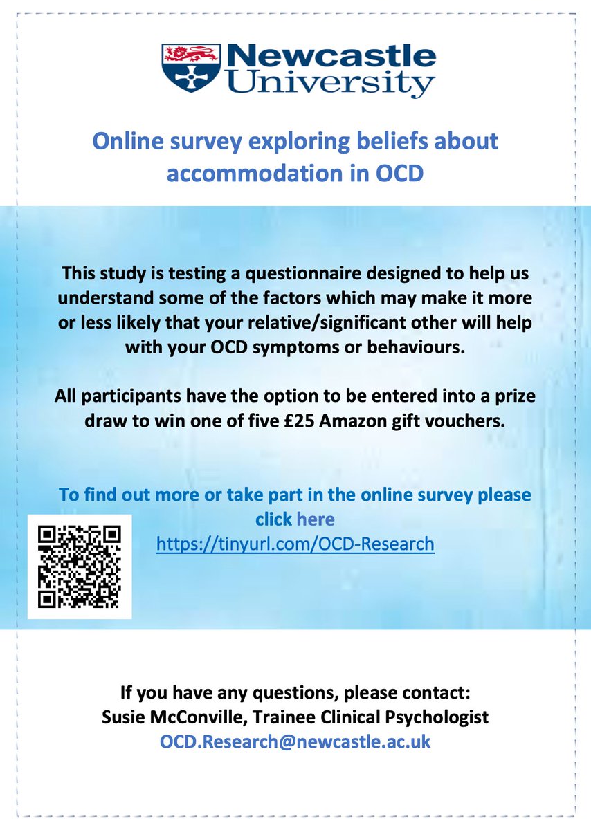 sj_mcconville's tweet photo. Still looking for people to take part in my #OCD study before I have to close recruitment in the next few weeks

https://t.co/MQiqBqNkh2

Thanks to all who have so far taken part/shared my study exploring beliefs about ‘accommodation’ behaviours like offering reassurance.

Pls RT https://t.co/eR0jDLbXDE