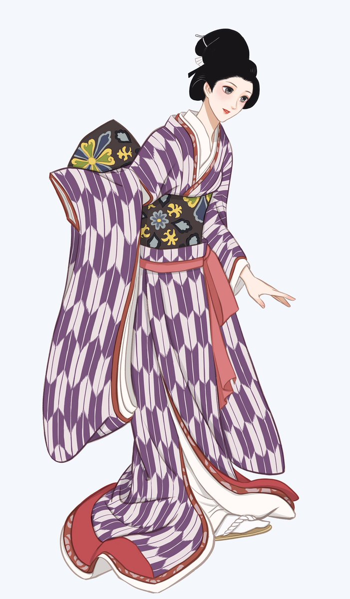 奥女中の外出スタイル 矢羽根の模様を表した矢絣の着物は奥女中の定番コスチューム 撫子凛 新刊執筆中のイラスト
