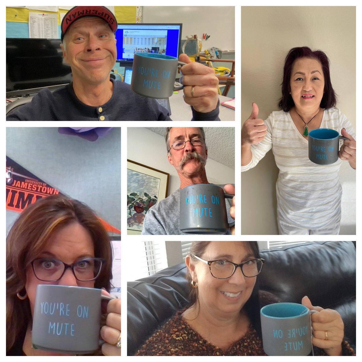 LCSMUSTANGS's tweet photo. Mustangs ~ Always making the best of any situation! 💙💙 (Thank you PTSA! We love our cups. 😊) #PVProud @PVSDCamarillo https://t.co/BYLcazkxGn