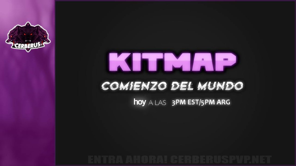 cerberuspvpnet's tweet image. Te esperamos hoy a las 3PM EST en el SOTW de Kitmap! 
                                      5PM ARG

IP: Cerberuspvp.net

Estamos sorteando lo siguiente:

x3 Rank Upgrades
x10 Cerberus Keys
x12 Abilitys Keys

REQUISITOS:
Seguirnos, ♥️ &amp;amp;🔄y etiquetar a 3 amigos.