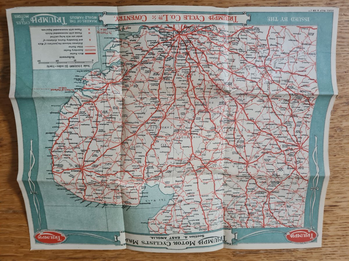 DaveTalbot's tweet photo. @TriumphOwners Hi, do you have any advice for me on where may be a good place to sell them or do you know any collectors?  I have attached some pics of 4 of the maps and on further investigation, it appears they may be from the 1930s.  Thanks https://t.co/HScPPHMBO3