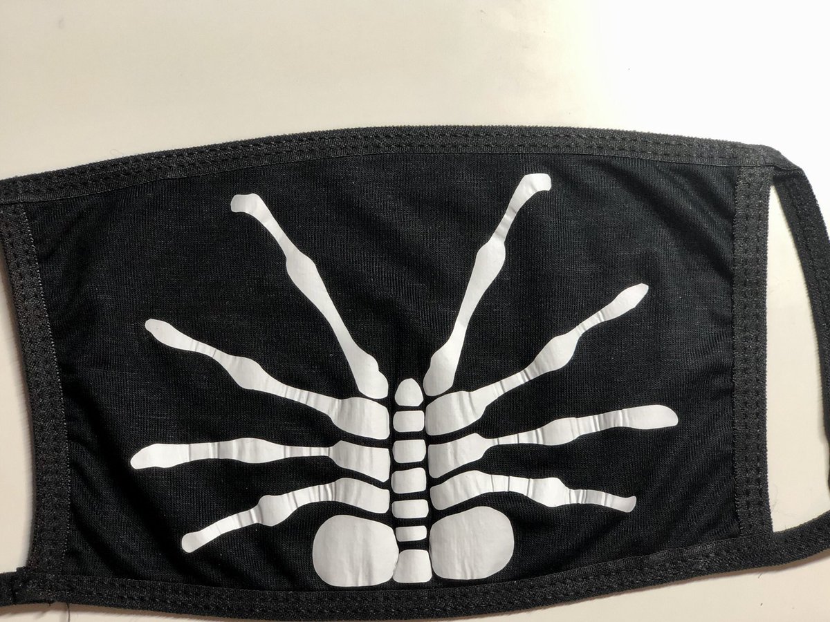 RealCarrieHenn's tweet photo. Come &amp; get them while they last! We’ve got #facehugger #masks, #posters, #callsheets, #books, etc 4 sale &amp; to autograph...these masks are #LimitedEdition (less than 50 made by me, #mostly) $15 AND super comfortable #doublelayer #cotton #glowinthedark #Aliens #NewtLives #COVID19 https://t.co/JXhk6lQupH