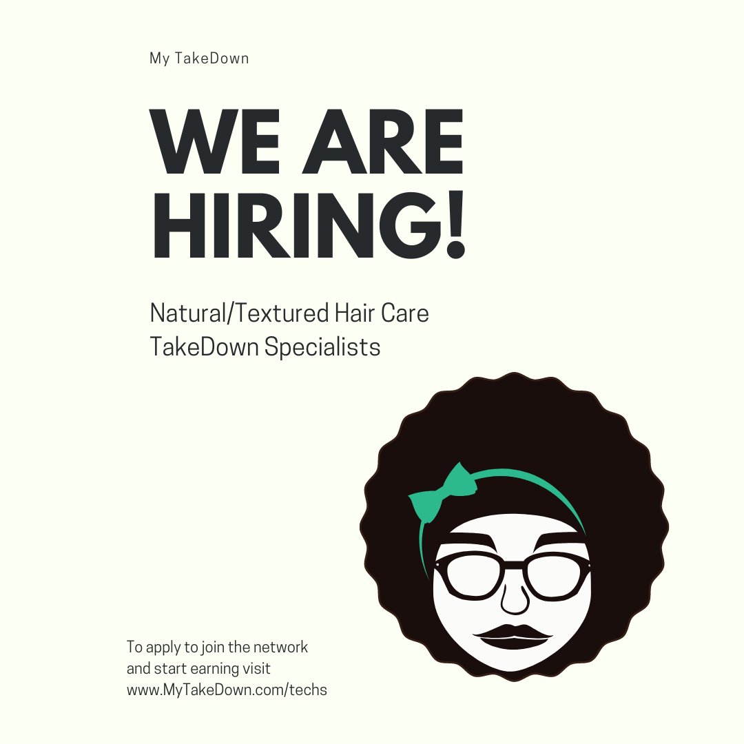 mytakedown's tweet photo. My TakeDown is building strategic relationships and partnerships with textured hair savvy ladies, to bring even more added value to women clients' hair and self-care experience. 

Apply at https://t.co/BEfM7bEIij

#jobs #Work #Money #Dreams #Hairextensions #MyTakeDown https://t.co/siCyexHR8g