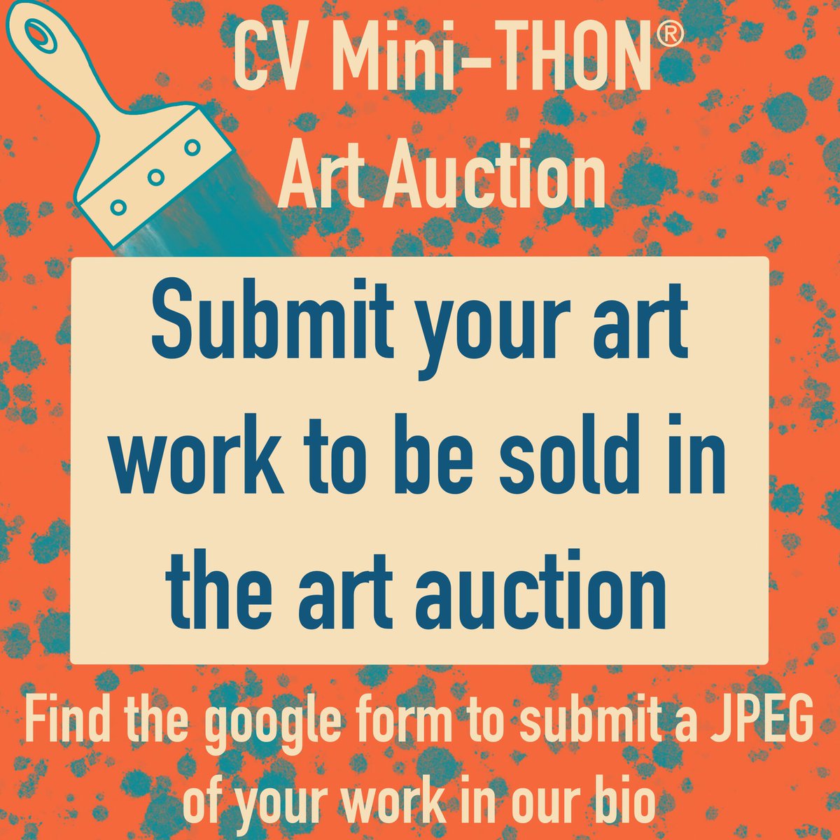 CVminiTHON's tweet photo. We will be holding an Art Auction this year🎨Submit your artwork to be sold in support of CV Mini-THON! Submissions are due on April 1st and the link to submit can be found in our bio! https://t.co/z1SHjGZdm1