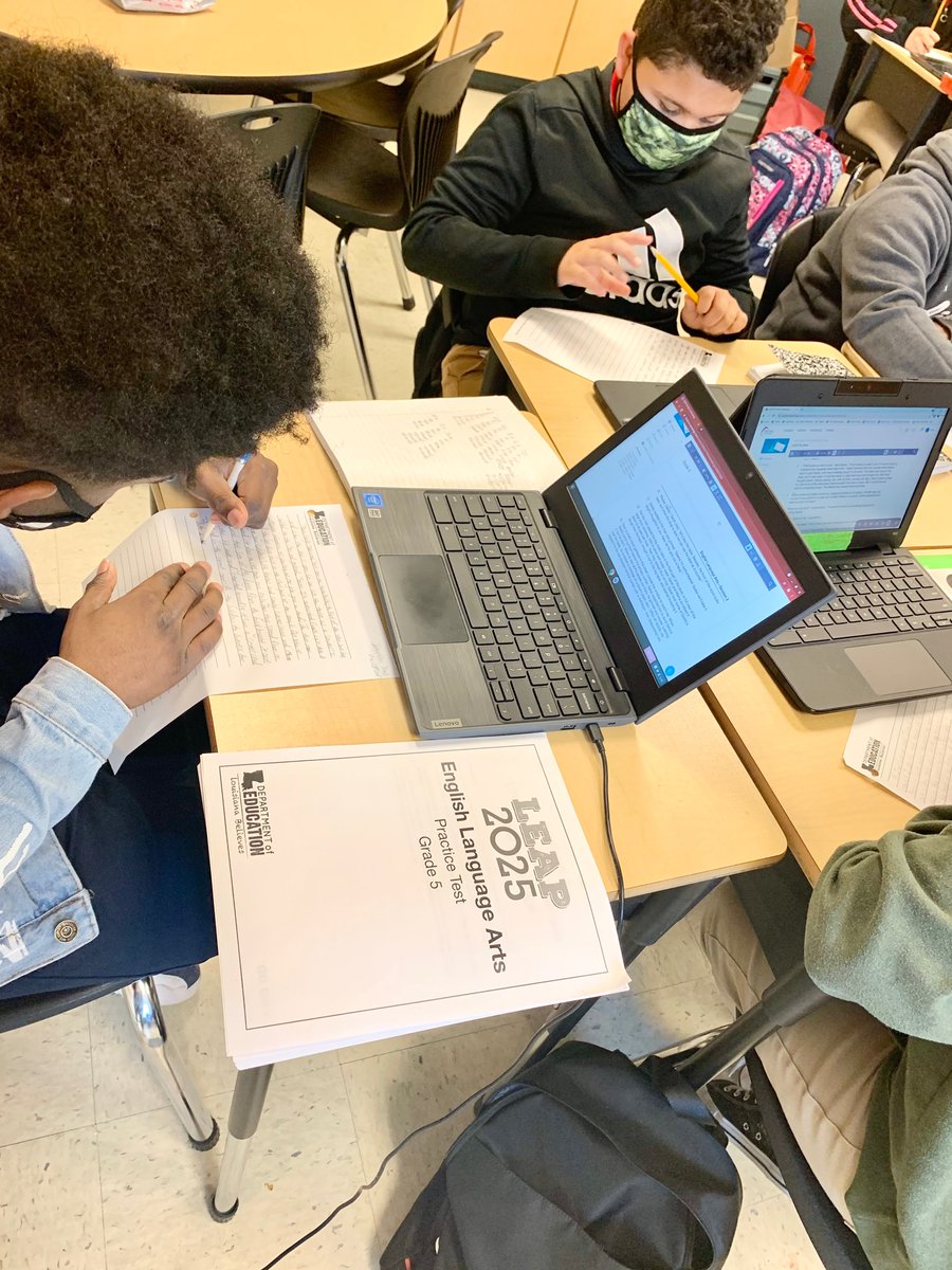 SOBA students are hard at work with written responses in preparation for LEAP testing! #sobastrong #csusastrong 📝