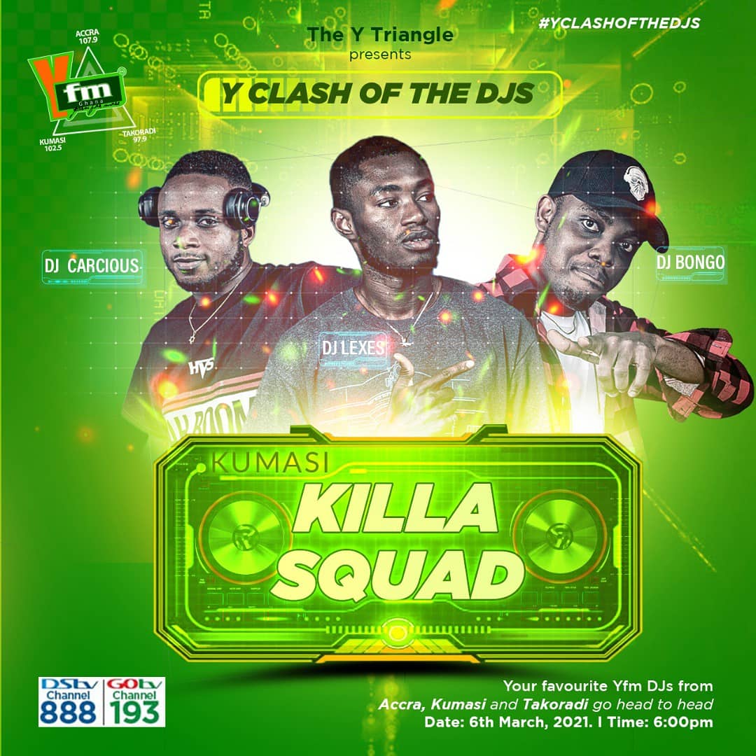 y1025fm's tweet photo. 6th March, 2021 is going to be electrifying
#YClashOfTheDJs . Who is your favorite Squad 
#Yvengers
#KillaSquad
#HotSquad https://t.co/kBArd7xJII