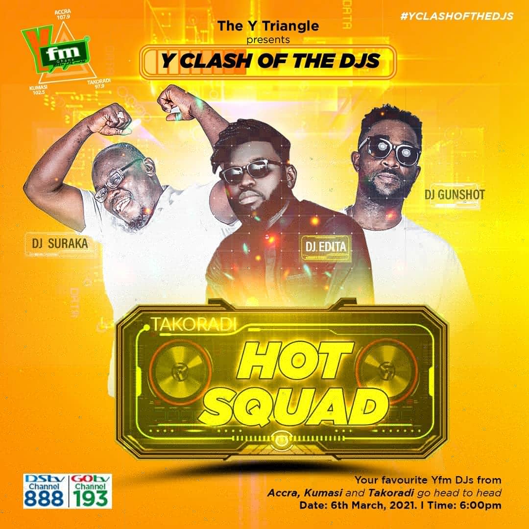 y1025fm's tweet photo. 6th March, 2021 is going to be electrifying
#YClashOfTheDJs . Who is your favorite Squad 
#Yvengers
#KillaSquad
#HotSquad https://t.co/kBArd7xJII