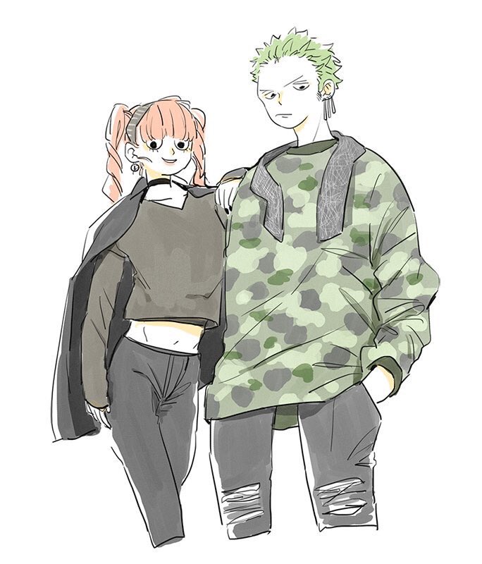 GirlPerona's tweet photo. - Хоро-хоро-хоро! Ты так прекрасен, просто жуть! Наконец ты согласился опереться на мой вкус! Зелёный к зелёному. - довольно улыбается, опираясь рукой о плечо парня. https://t.co/9aHKe7nYz4