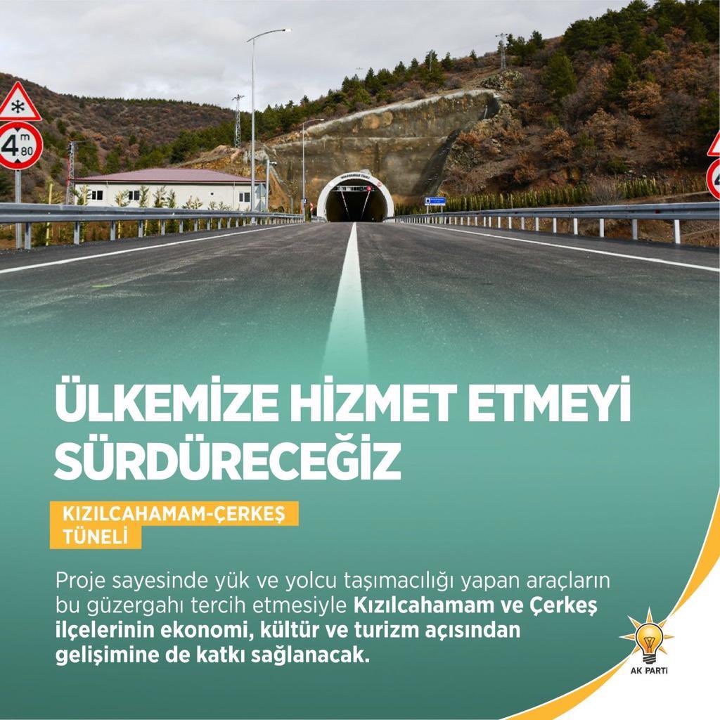 abdullahdogru01's tweet photo. Kızılcahamam-Çerkeş Tüneli Cumhurbaşkanımız Sayın Recep Tayyip Erdoğan’ın önderliğinde açıldı.

✅6 kilometrelik mevcut güzergâhın uzunluğu tünel ile 3,6 kilometreye düşürüldü.

Türkiye’nin kalkınması, gelişmesi ve güçlenmesi için üretmeye devam ediyoruz. Rabb’im hayırlı eylesin. https://t.co/tnR5OrWMMZ