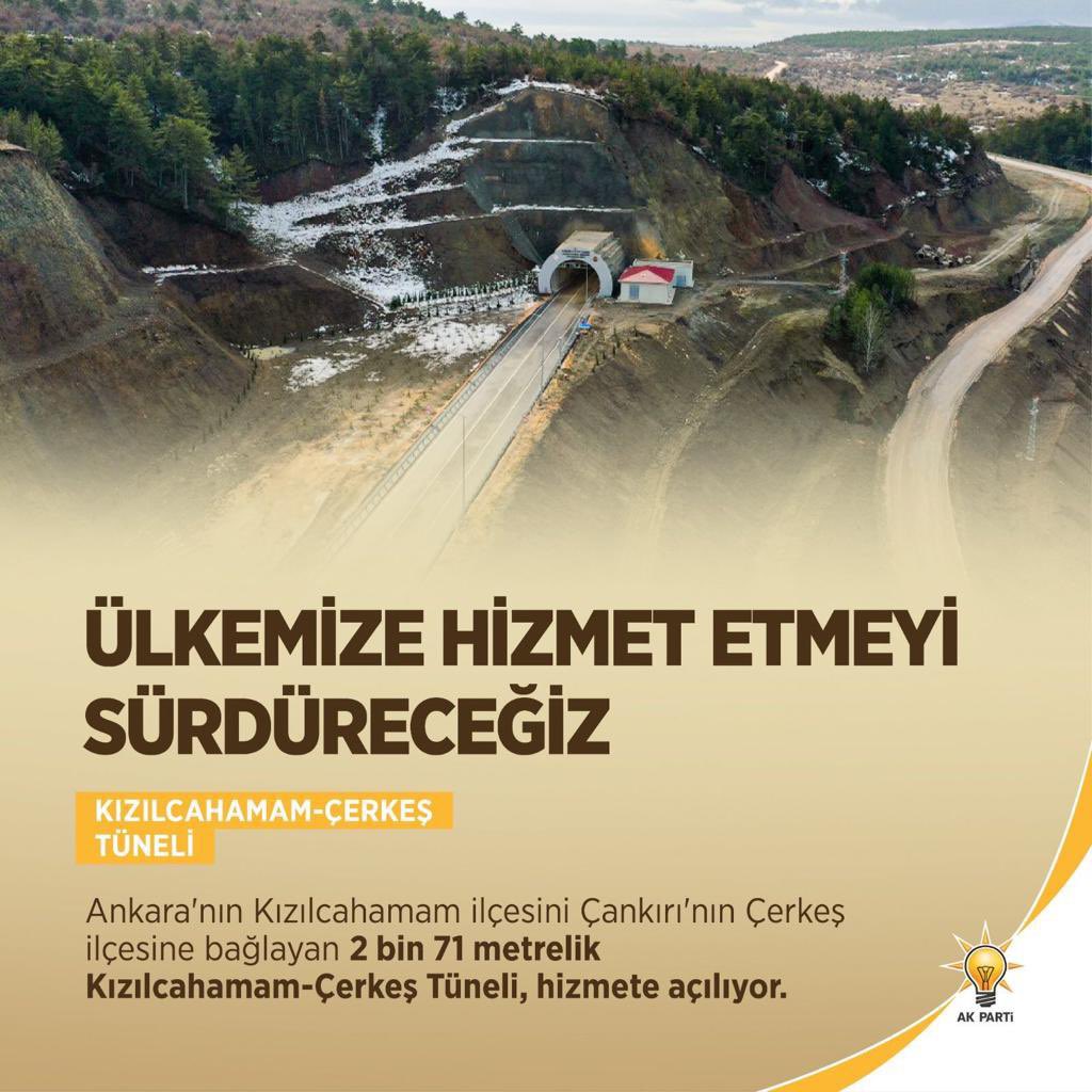 abdullahdogru01's tweet photo. Kızılcahamam-Çerkeş Tüneli Cumhurbaşkanımız Sayın Recep Tayyip Erdoğan’ın önderliğinde açıldı.

✅6 kilometrelik mevcut güzergâhın uzunluğu tünel ile 3,6 kilometreye düşürüldü.

Türkiye’nin kalkınması, gelişmesi ve güçlenmesi için üretmeye devam ediyoruz. Rabb’im hayırlı eylesin. https://t.co/tnR5OrWMMZ