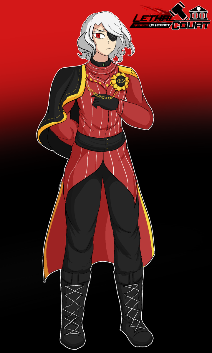 Finally had a chance to draw finalized design of mascot for my fangan, both sprite and reference! I will be busy on March, so I'm glad to have finally finished everyone on time :] #fanganronpa #lethalcourt