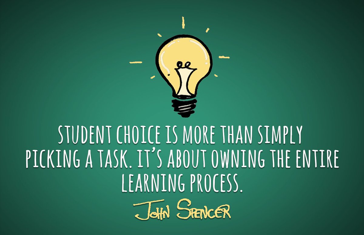 A5: Student voice and choice is paramount. Giving students agency in their learning increases engagement and, ultimately, achievement. We have to ask ourselves how we can let go &amp; let students take the reigns. <a href="/spencerideas/">Dr. John Spencer</a> #satchat