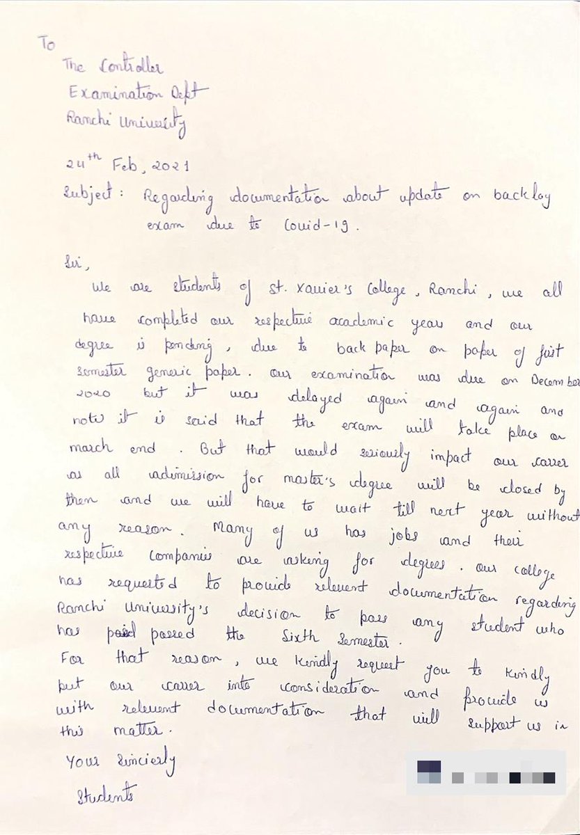 anuragDeepKujur's tweet photo. I request u to please consider this and provide average marking to me and many students like me so we can go forward with our careers.(3)🙏
@HemantSorenJMM @JharkhandCMO @DC_Ranchi @ugc_india https://t.co/vc6qow1PE7