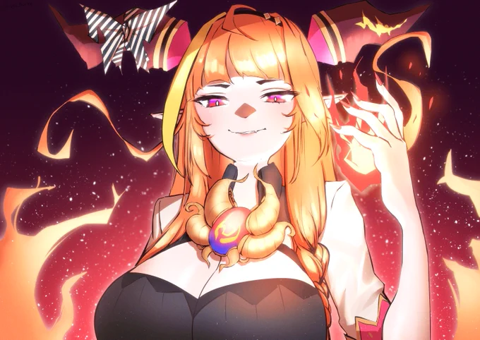 #みかじ絵 #勝手にホロメンオルタナティブ 
団長に投げられてた会長を見て、ヴィランな会長も良いなと言うことで描いてしまいました…??‍♀️ 