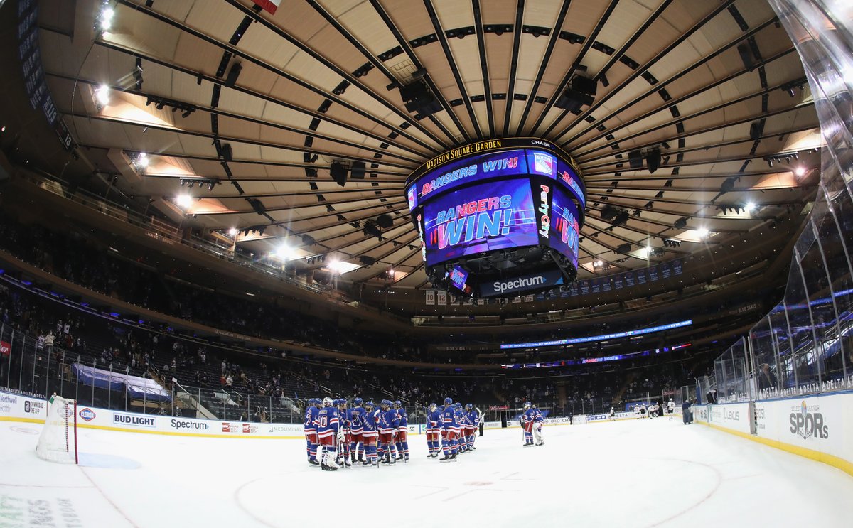 NYRangers's tweet photo. "You can't underestimate how great it was to have the fans back in the building. They provided such a spark for us. They were loud. There's only 2,000 in here, but it seemed like the building was packed."  - @Lindiesal https://t.co/E1iscIlUvh