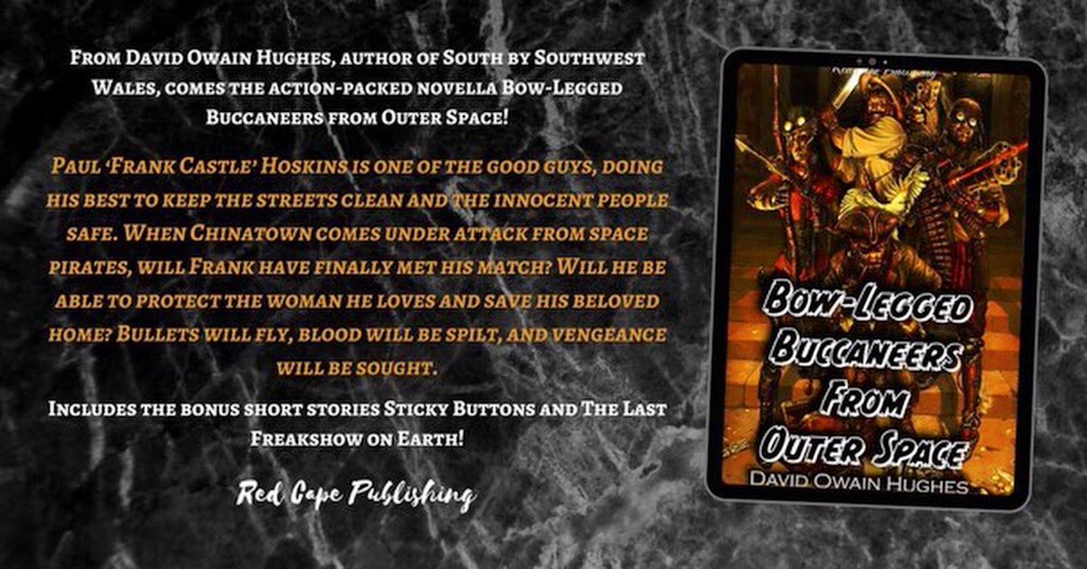 <a href="/RedCapePublish/">Red Cape Publishing</a> &amp; <a href="/DOHUGHES32/">David Owain Hughes</a> brings you the action-packed #sci-fi #horror novella Bow-Legged Buccaneers from Outer Space, available on Kindle, paperback &amp; coming to Audible! buff.ly/3oVyQtL 

#redcapehorror #ShareTheHorror #SharetheScreams #promotehorror #rtArtBoost