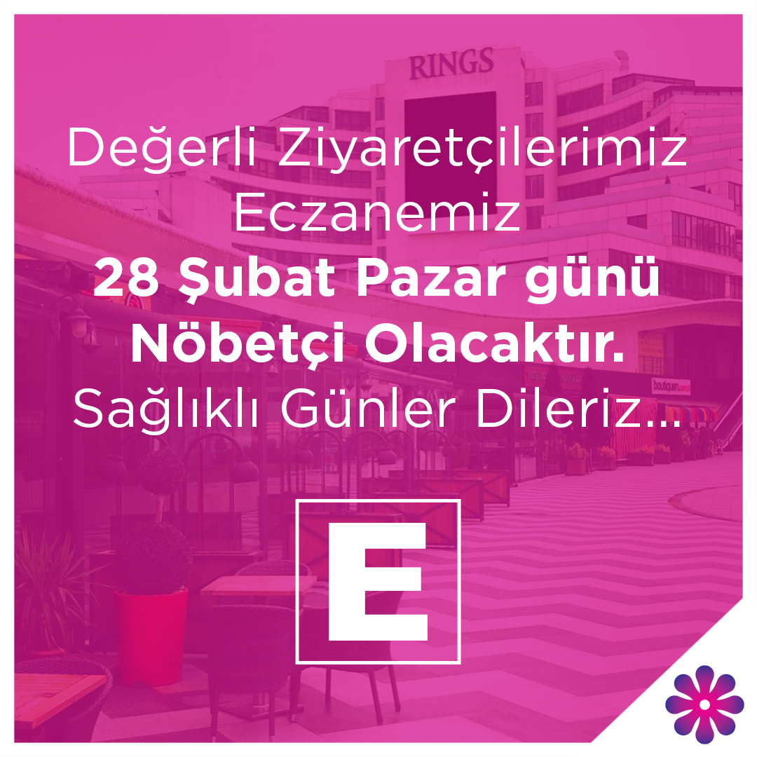 Değerli Ziyaretçilerimiz Eczanemiz 28 Şubat Pazar günü nöbetçi olacaktır. Sağlıklı Günler Dileriz... #ringsavm #eczane #sancaktepe #nöbetçi