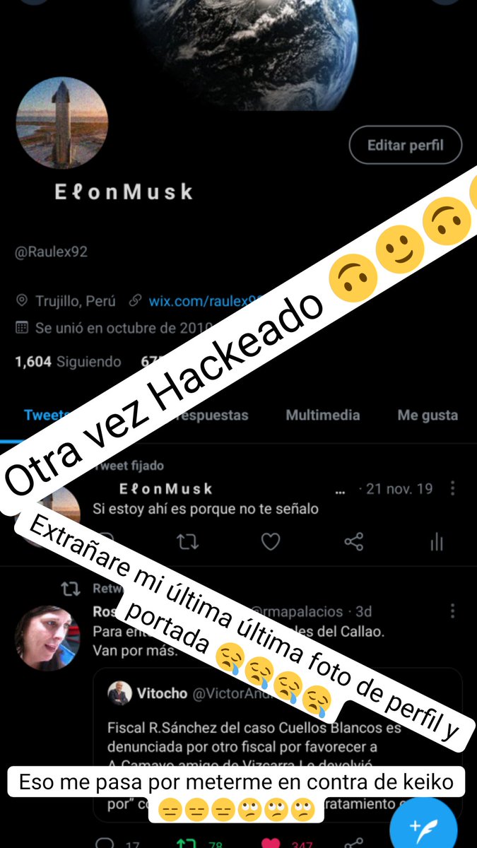 Raulex92's tweet image. Sí hoy desperté y otra vez me doy con sorpresas 🙄🙄 hace poco fue instagram ahora Twitter 😪 qué más sigue Fb?? #hackeado #hackeros