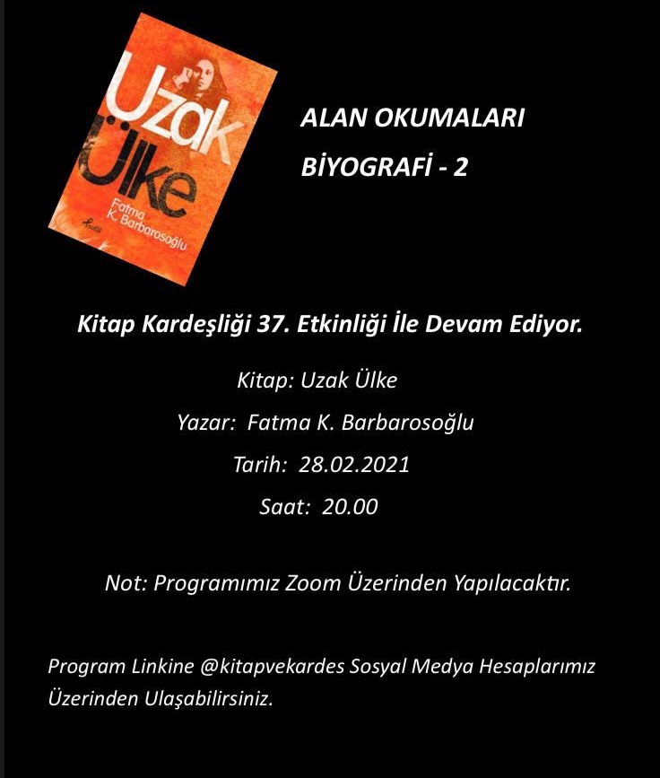 Kitap Kardeşliği Buluşmalarımız Devam Ediyor.

Program linki için DM'den bizlere ulaşabilirsiniz.