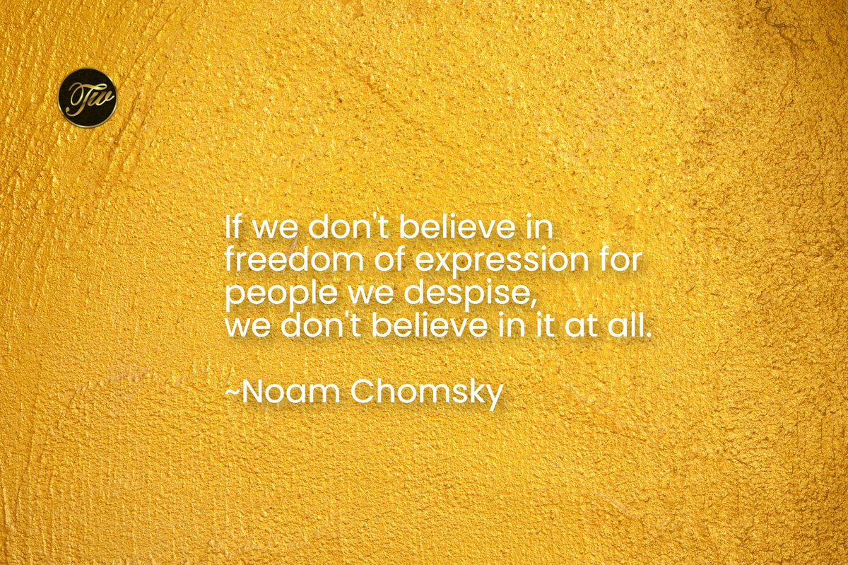 thetelloway's tweet photo. "If we don't believe in freedom of expression for people we despise, we don't believe in it at all." 
~Noam Chomsky

#TellowayTalks #MannKiBaat #story #quotes #quotestoliveby #SaturdayVibes #SaturdaySocial https://t.co/37fu4iCGuN