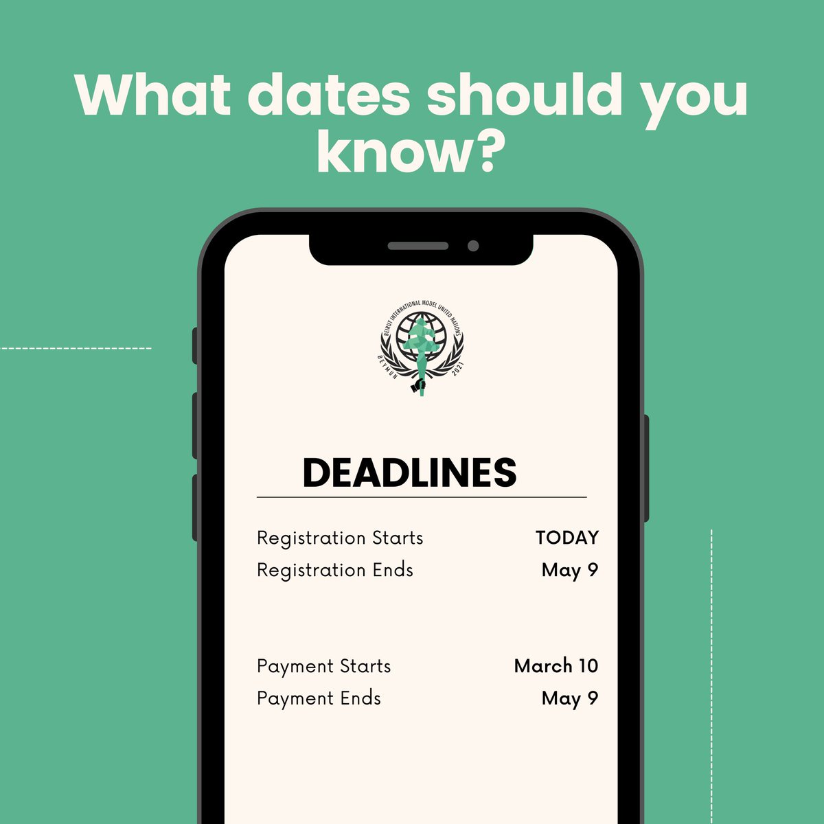 beymun2021's tweet photo. The rumors are true! Registration for this year’s BEYMUN Conference is officially live✨
Register now at the link in our bio💚 Here are the deadlines you should know🤩 https://t.co/GmGI0WlbTQ