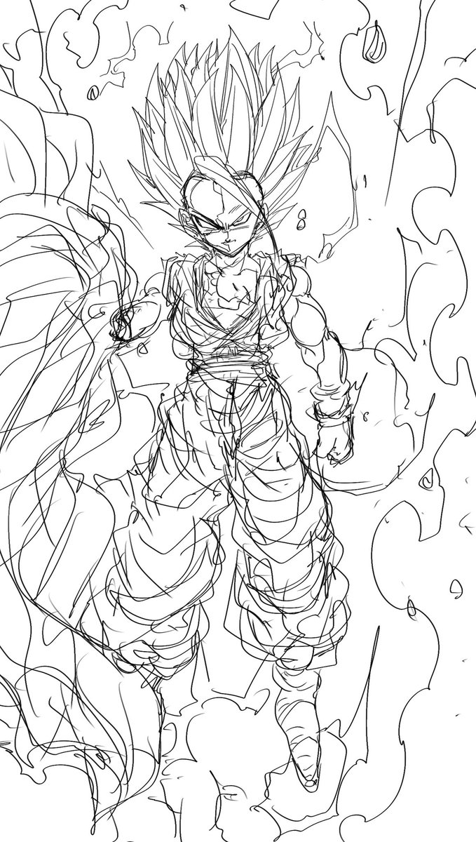 孫悟飯SSJ2ラフ画 