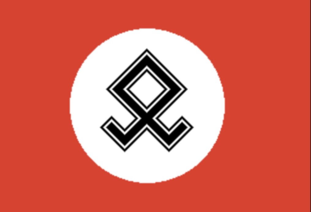 daylinleach's tweet photo. Here is a well known Nazi symbol and the stage design at the 2021 #CPAC Convention. What a wacky coincidence! 

#CPAC2021 https://t.co/ZM5Q38XoBQ