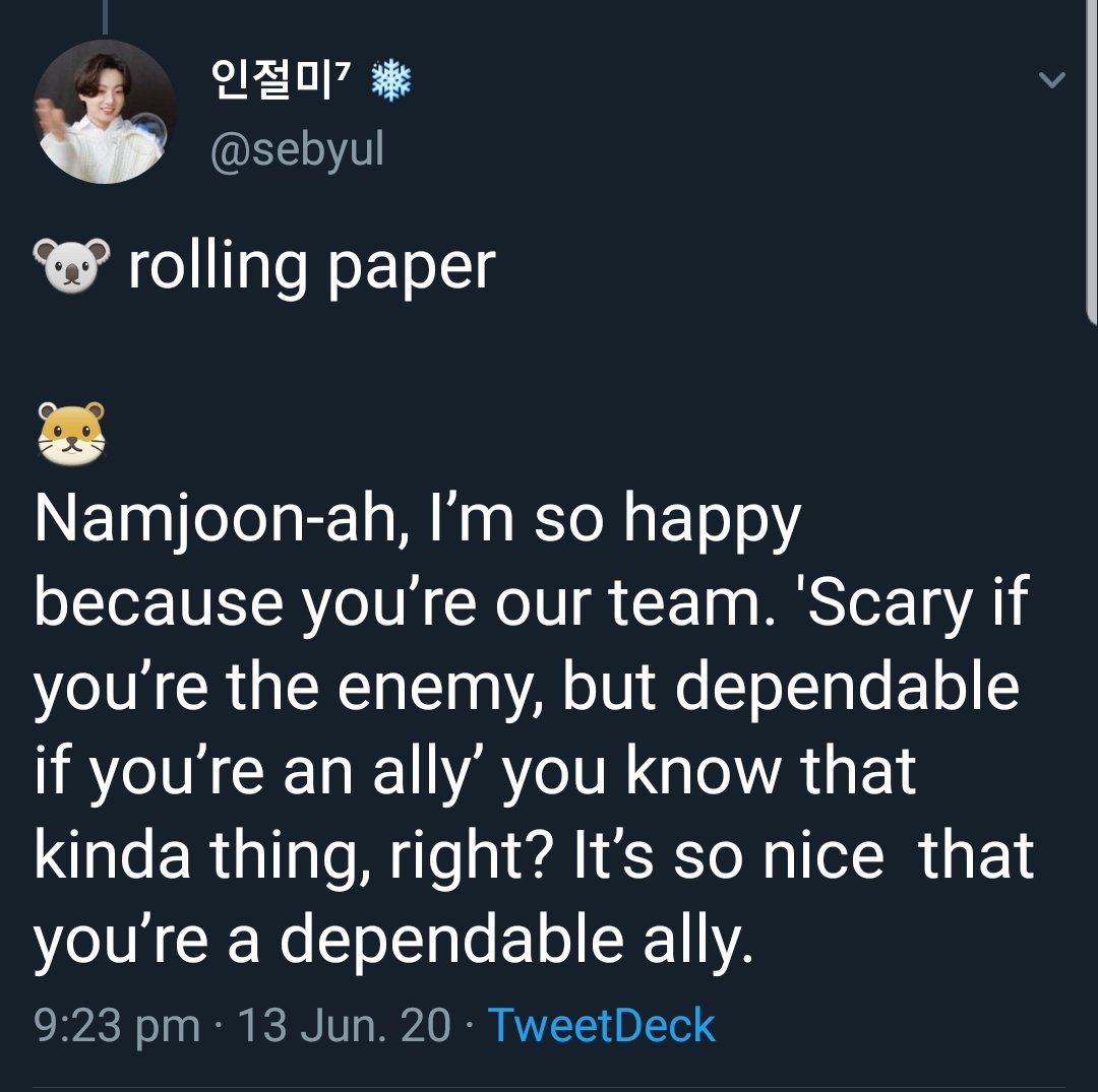 Don't forget how they praised each others in the rolling paper