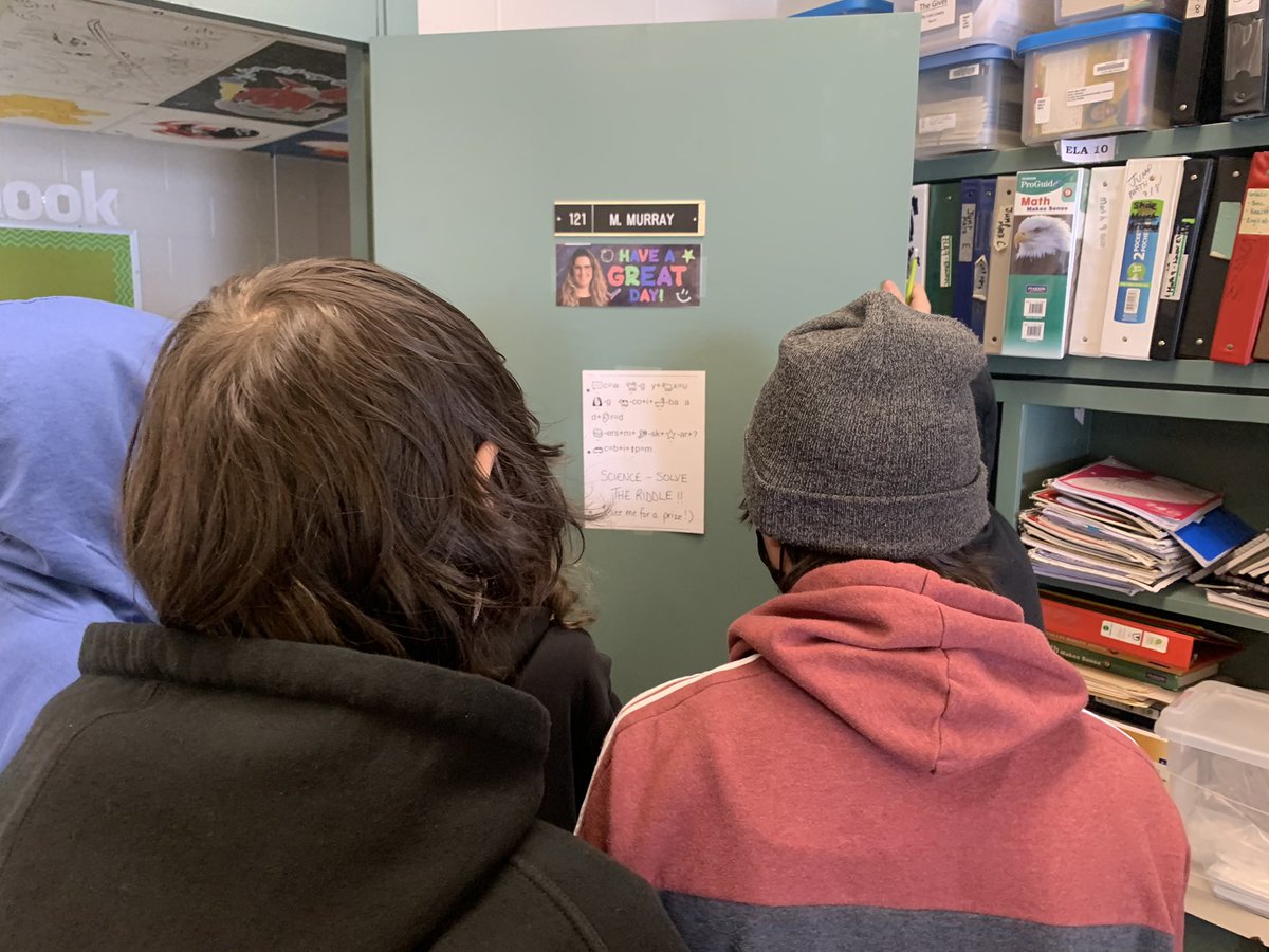 mrs_murrays's tweet photo. Well, it’s only taken 6 months, but who knew an emoji #Chemistry riddle would have my grade 8/9s working together to solve a problem? On a Friday afternoon?! #PSSDteachers #SideBySide #masksonbrainson #leaskcommunityschool #science #riddles https://t.co/uBuuTTEmX3