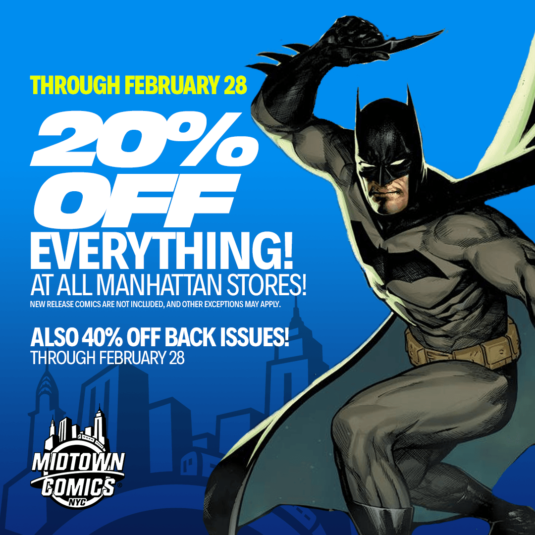 MidtownComics's tweet photo. Our Manhattan stores are open 11AM-7PM today, come join us and save 40% off back issues, and 20% off just about everything else!
https://t.co/ME9fawChRv
#backissues #oldcomics #comicbookbackissues #funkopop #actionfigures #comicbooks https://t.co/1XPArKPNDz