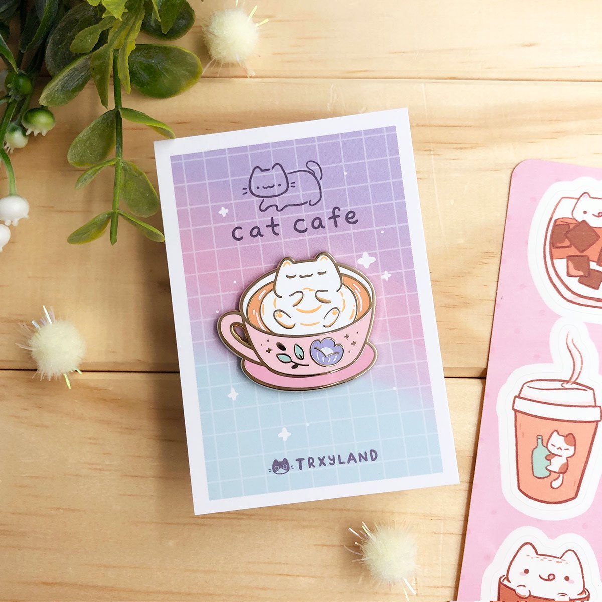 Cat Cafe pins! ☕️☁️ Now available from my online shop 